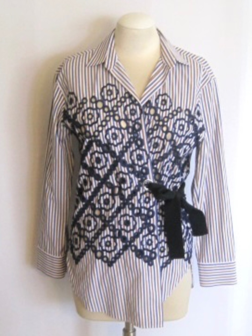 Sandro Paris Striped Cut-out Wrap Tie Shirt